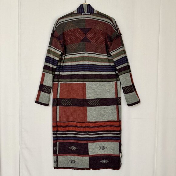 Peruvian Connection Salone Tribal Print Wool Alpaca Knit Coat Cardigan X-Small - Picture 9 of 11